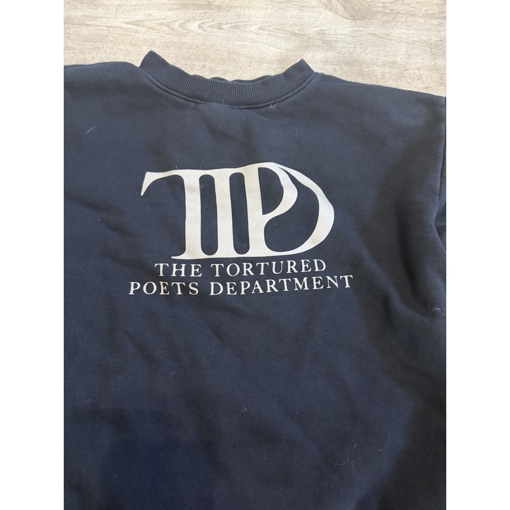 Taylor Swift Official The Tortured‎ Poets Department Black Crewneck Sweatshirt S - Picture 3 of 4